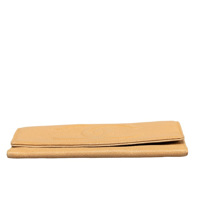 Chanel Cocomark Double Folded Wallet Beige Caviar Chanel