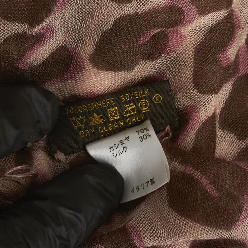 Louis Vuitton Logo Leopard Maffler Stall Pink Casimir Silk Louis Vuitton