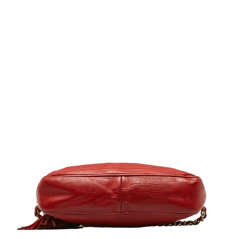 Chanel Cocomark Tassel Chain Shoulder Bag Red Leather Chanel