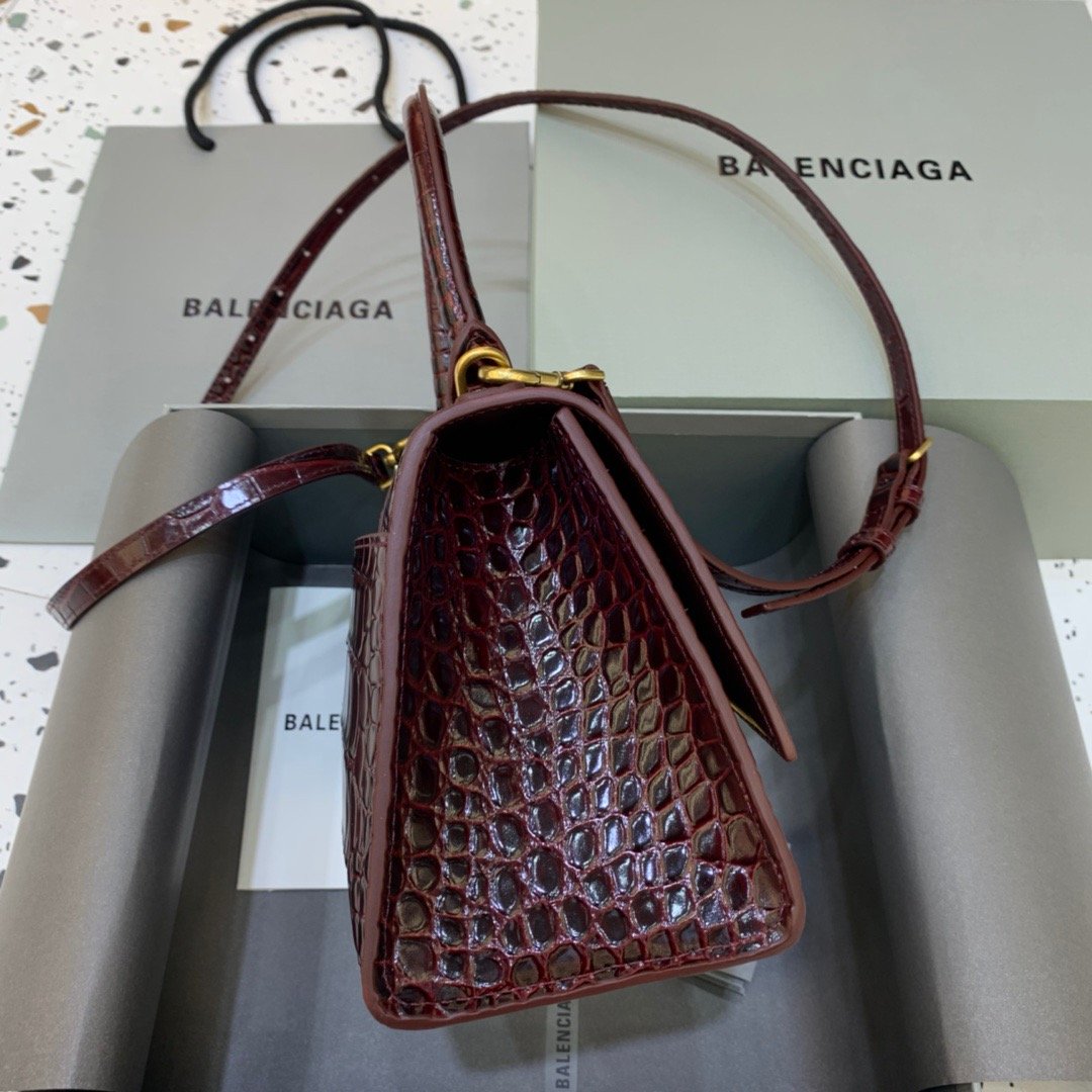 Top Quality Hourglass Small Handbag In Dark Red, For Women, Bags 9in/23cm