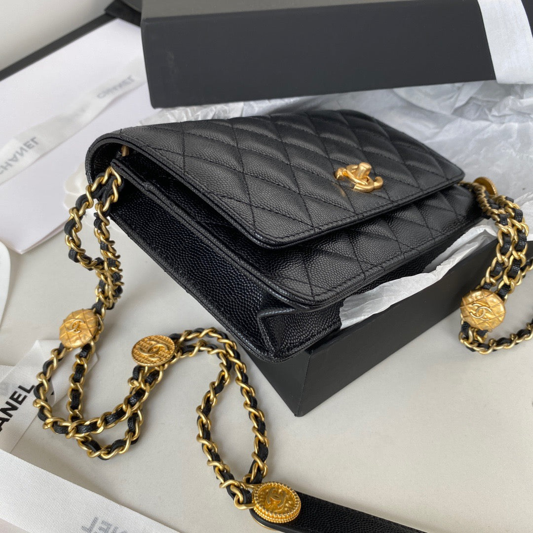 CHL Clutch With Chain Gold Hardware Black For Women, Women’s Handbags, Shoulder Bags 7.1in/18cm AP2860