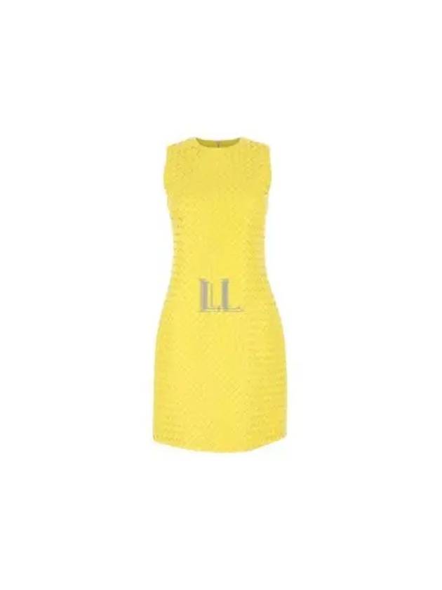 Luxury Bottega Veneta Intrecciato Leather Midi Dress Yellow