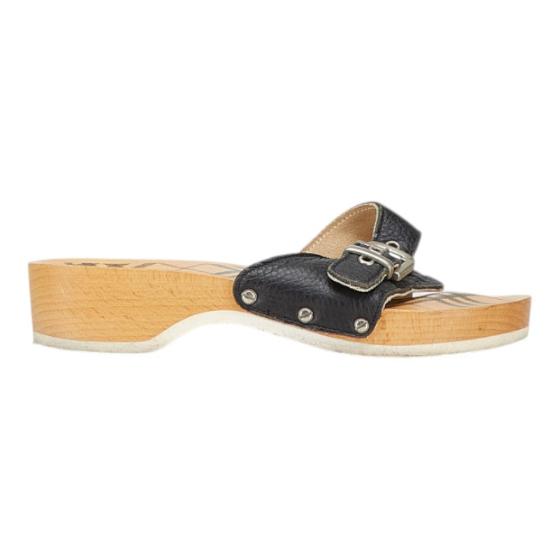 Burberry Nova Check Wood Leather Sandals