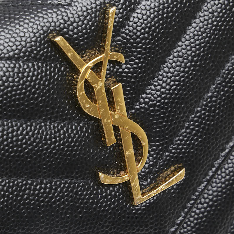 Saint Laurent YSL V Stitch Leather Trifold Wallet
