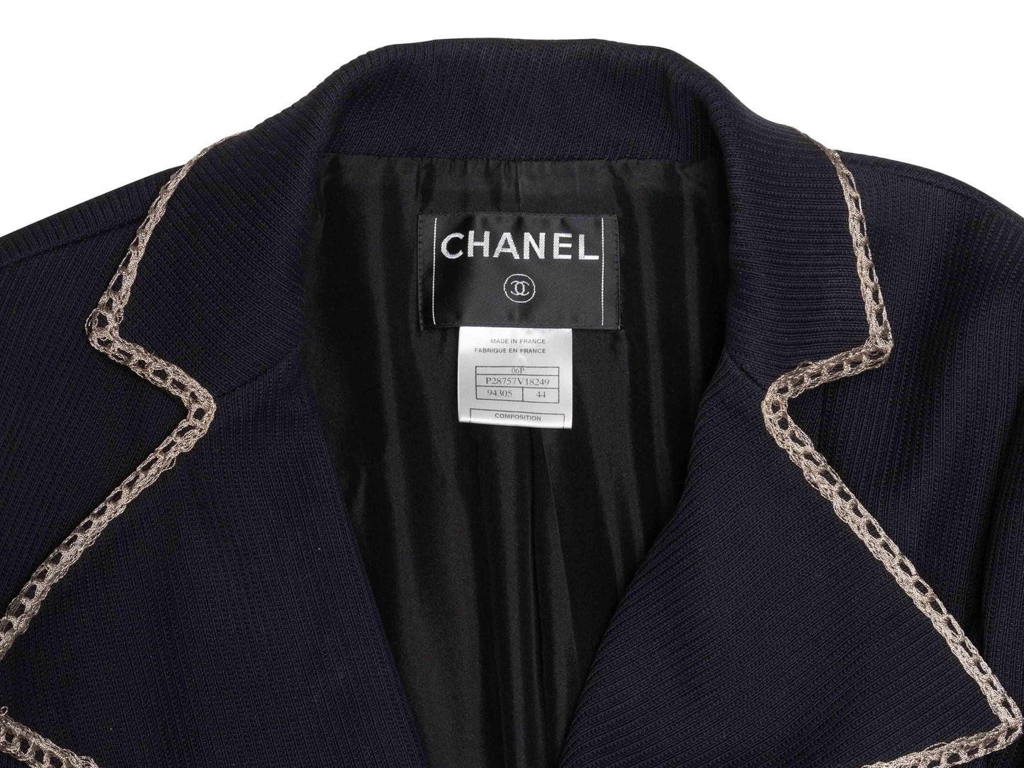 Black Chanel Spring/Summer 2006 Cotton Military Jacket Size FR 44