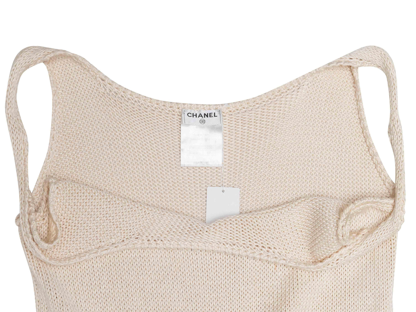 Cream & Navy Chanel Knit Sleeveless Dress Size FR 42