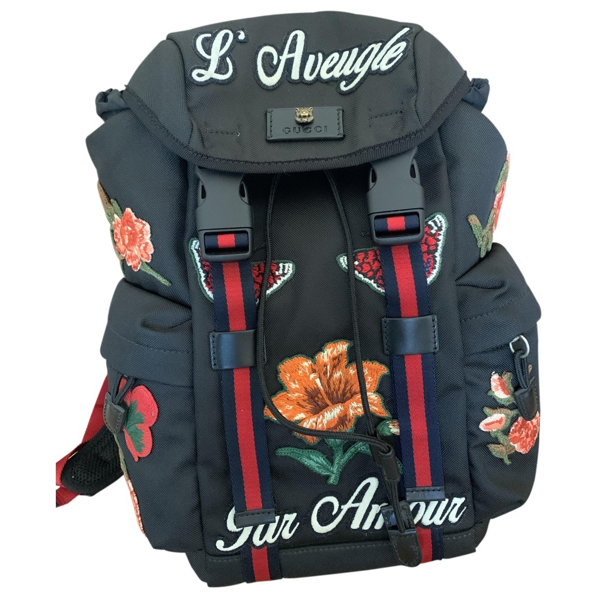 Gucci black cloth backpacks