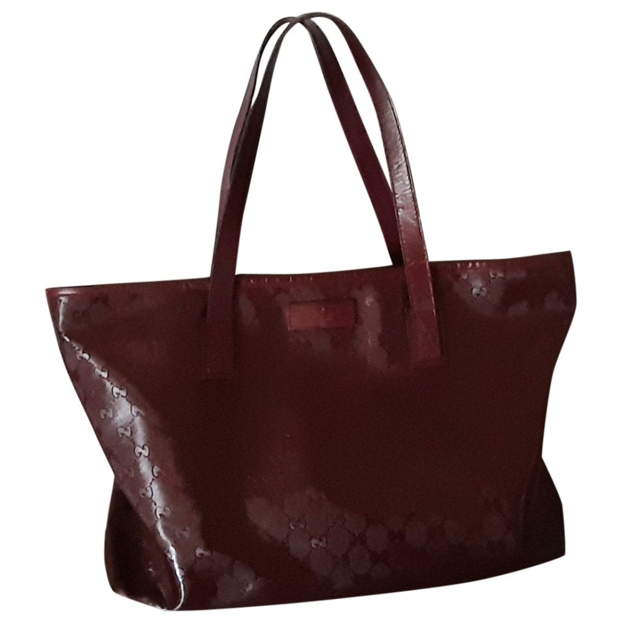Gucci burgundy patent leather handbag