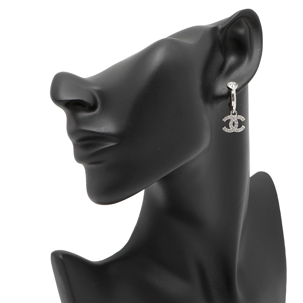 CHANEL CC Logo Heart Earrings SilverABF778 Metal Rhinestone