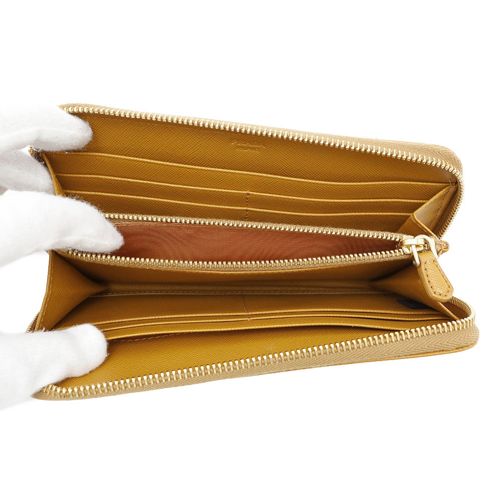 PRADA ?Zip Around Long Wallet Orange1M0506 Leather