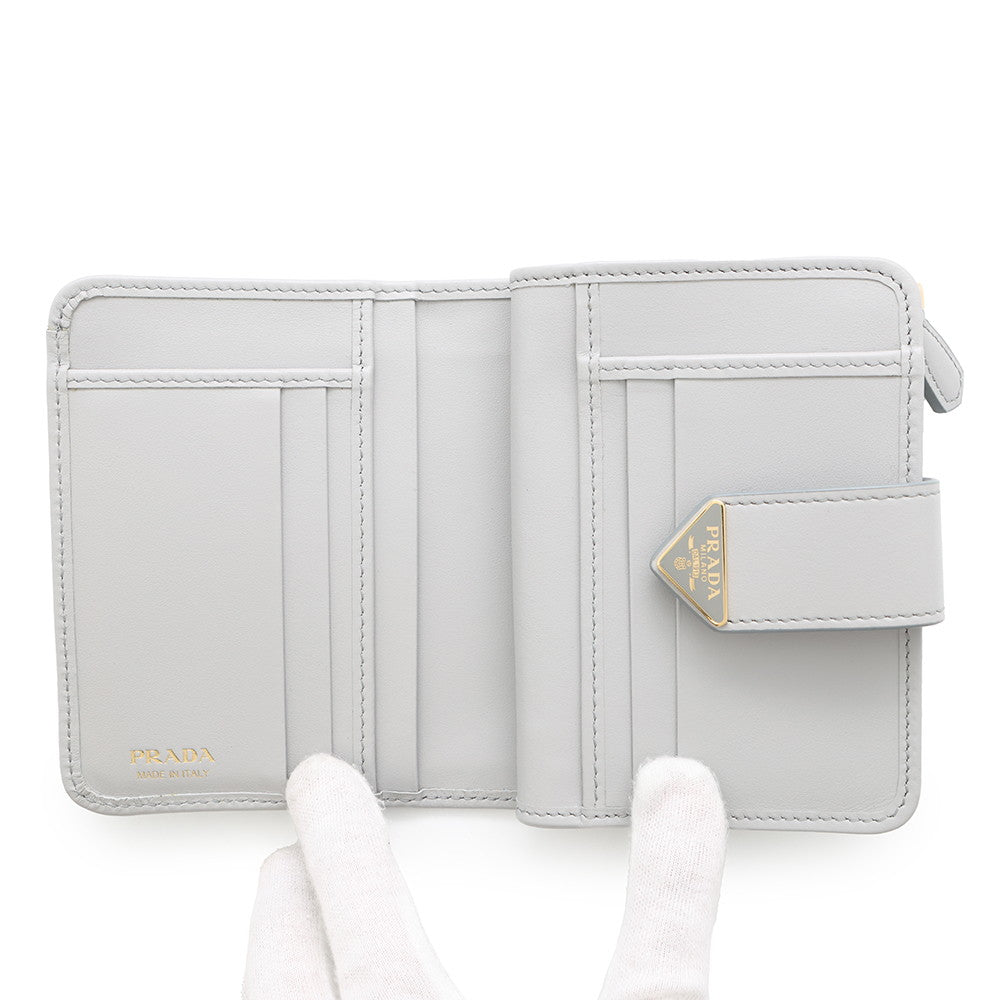 PRADA ?City Calf Tab Wallet Gray1ML018 Leather