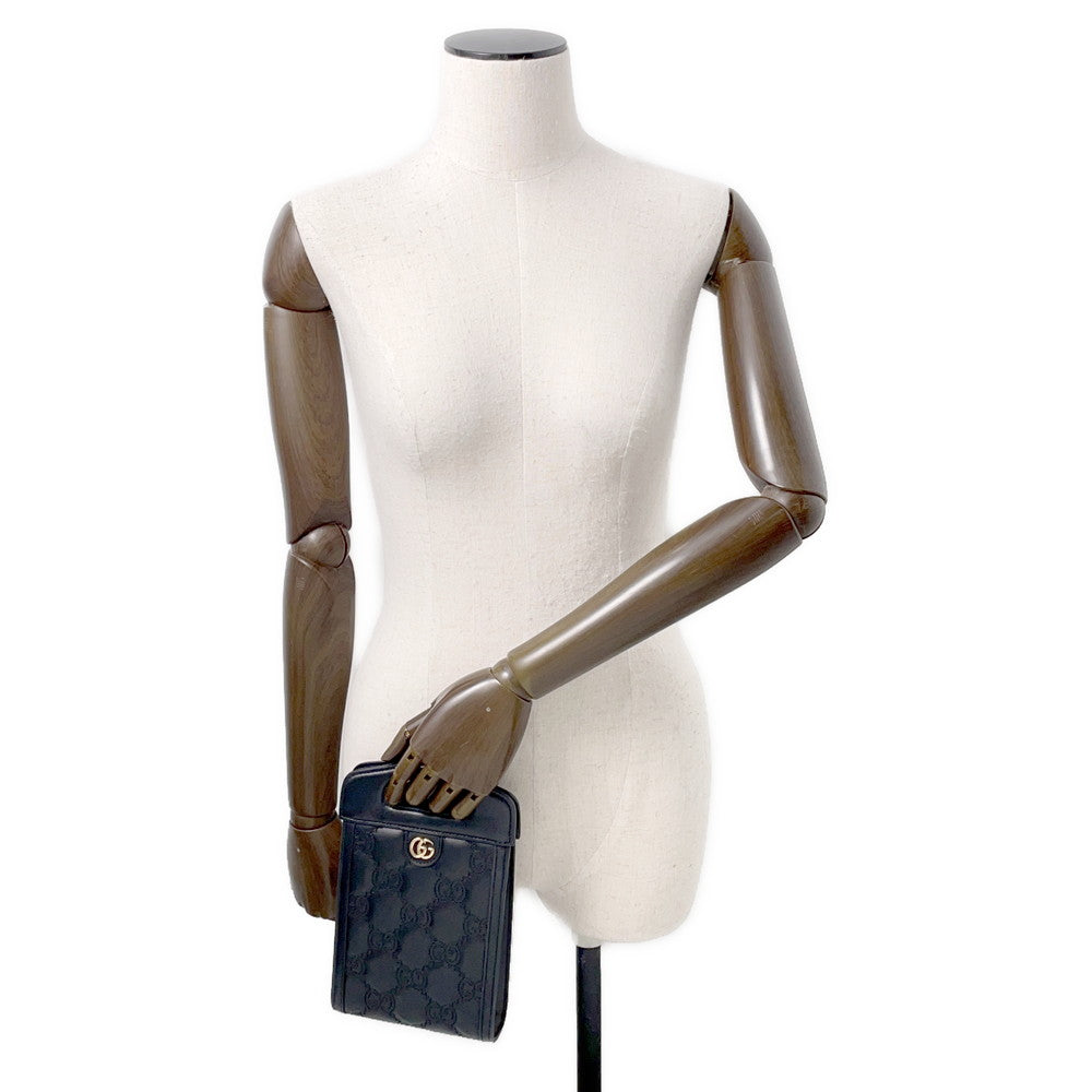 GUCCI ?GGMatelasse Top Handle 2-Way Shoulder Bag Black723776 Leather Size Mini
