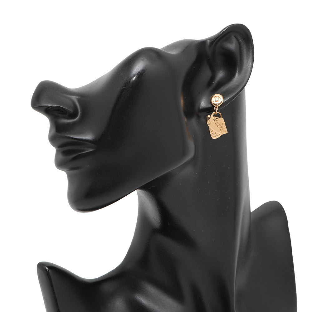 Dior ?Saddlebag motif earrings Gold Metal