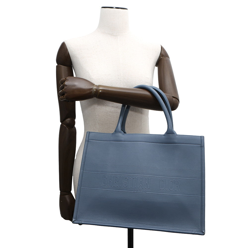 Dior ?Book Tote BlueM1296ZGSB Calf Leather Size Medium