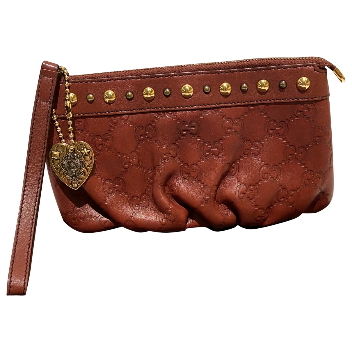 Gucci burgundy leather clutch bag