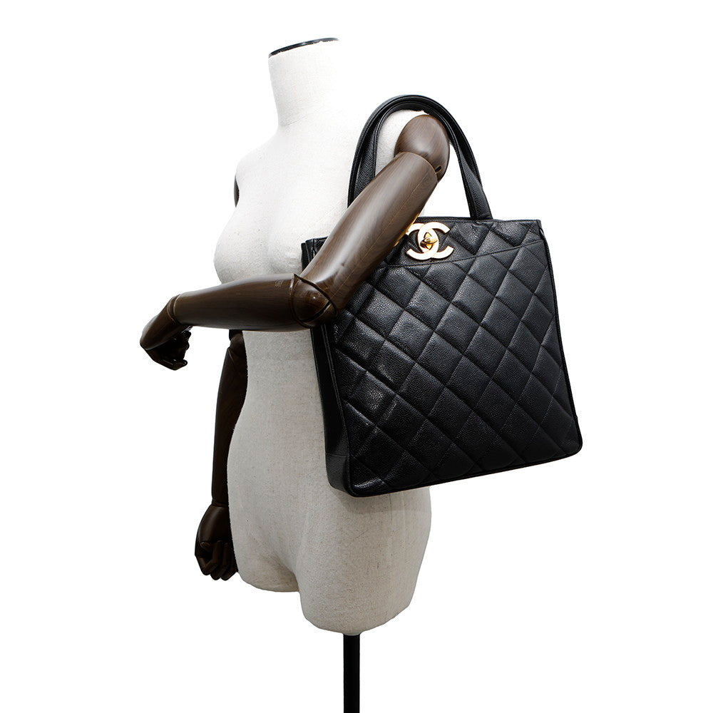 CHANEL Decacoco Tote Bag Black Caviar Leather