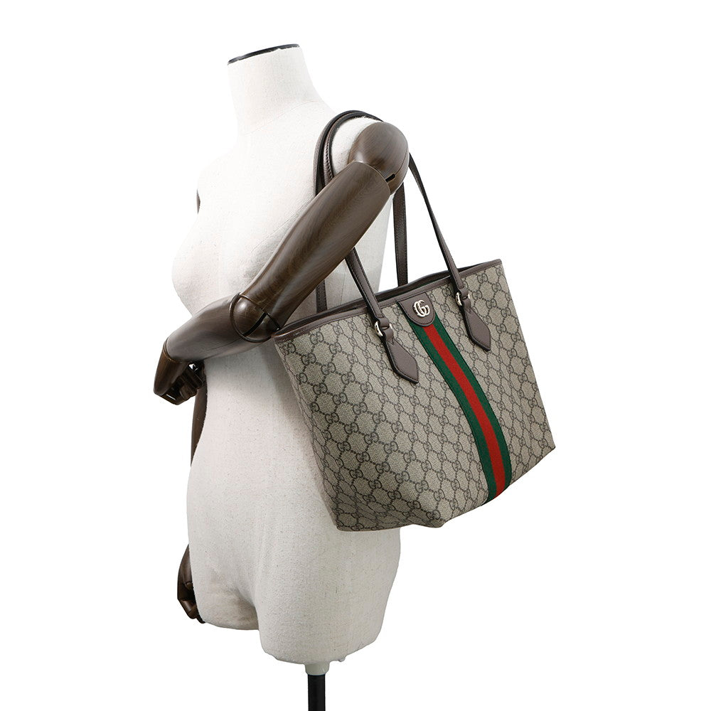 GUCCI ?Double G Tote Bag Beige/Brown836831 Leather PVC Size Medium