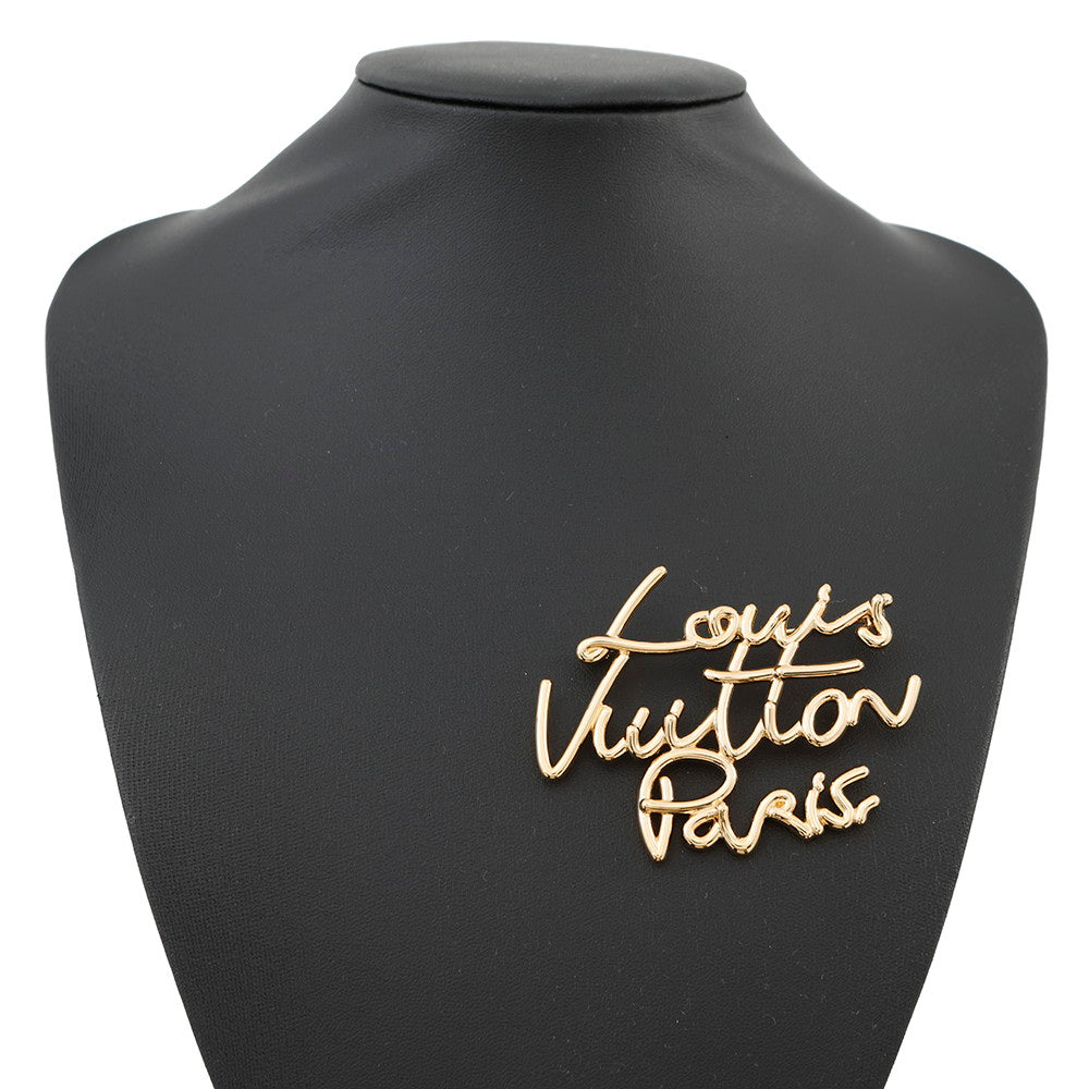 LOUIS VUITTON Brooch・LV Script GoldM03098 Metal