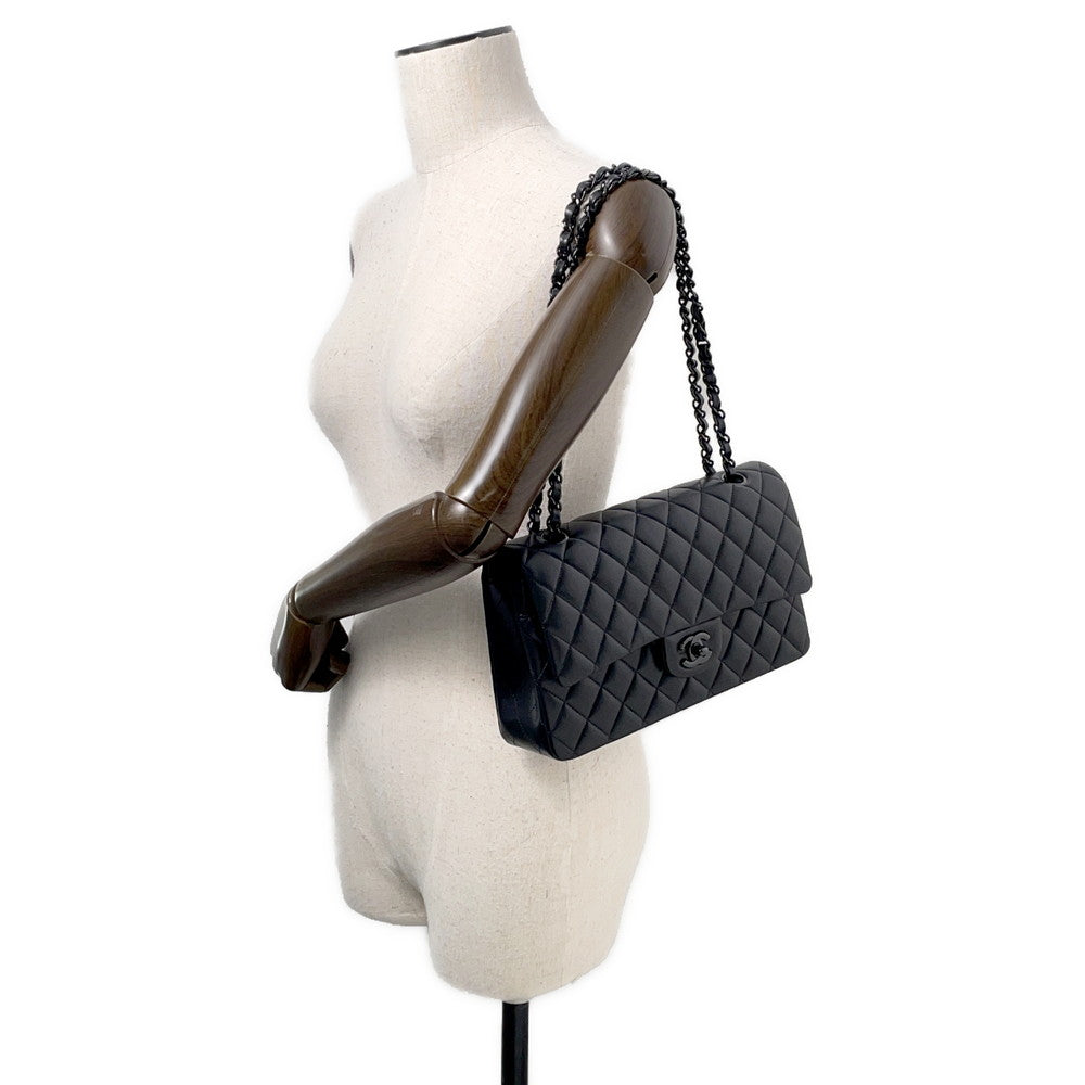CHANEL Matelasse W Flap ChainShoulder Bag BlackA01112 Lambskin Size 25