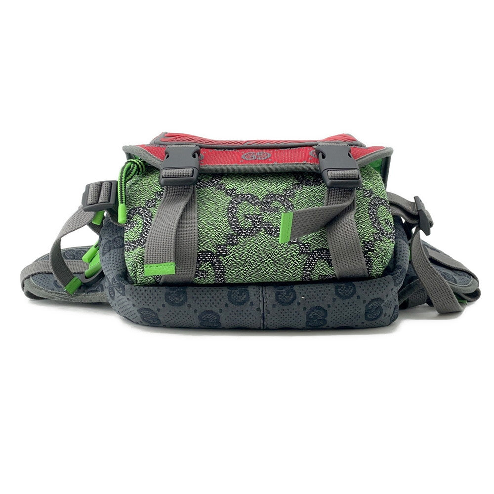 GUCCI ?GG Backpack Green/Red/Gray752100 Nylon