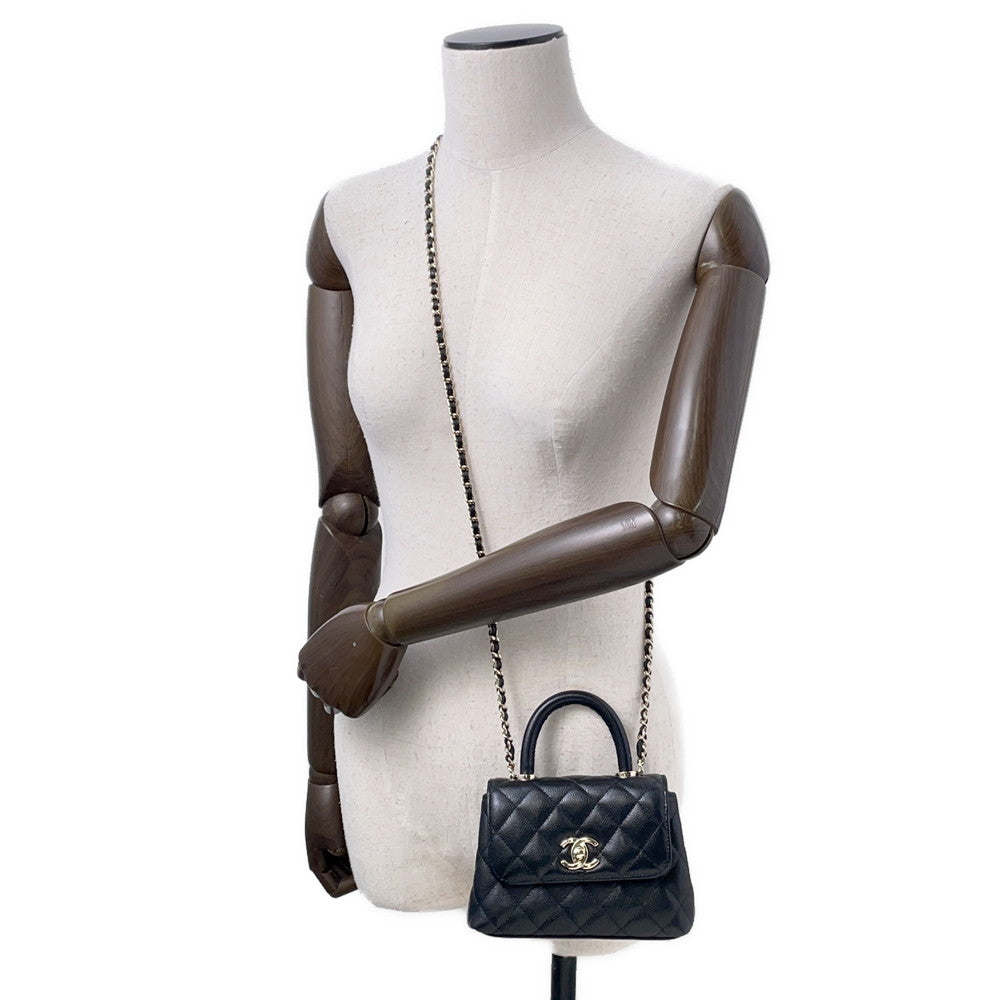 CHANEL Matelasse Coco Handle 2way Handbag BlackAP4244 Caviar Leather Size Mini mini