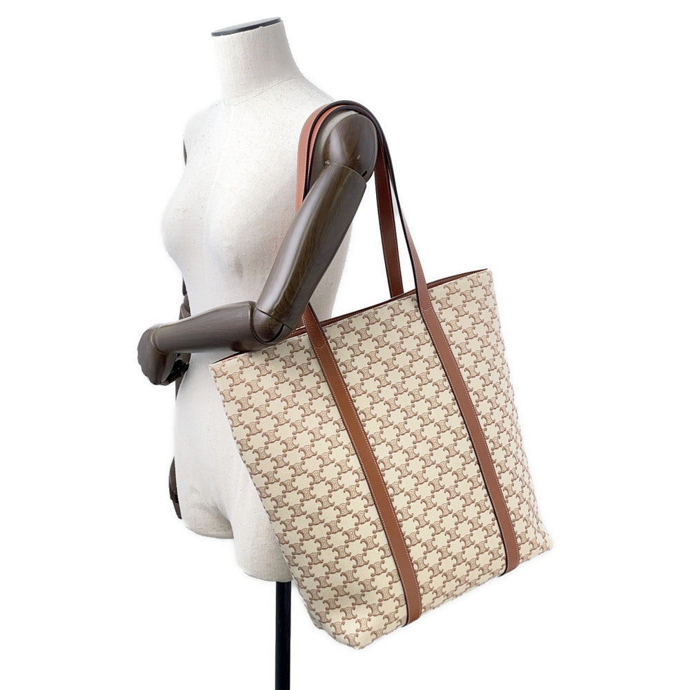 CELINE Triomphe M um Bag Tote Bag Natural/Tan194542 Canvas Leather
