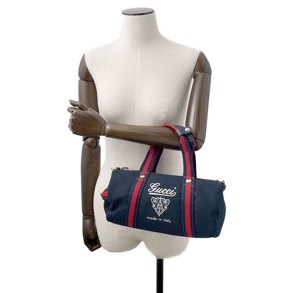 GUCCI ?Printed Canvas Small Duffle Bag Dark Blue816865 Canvas