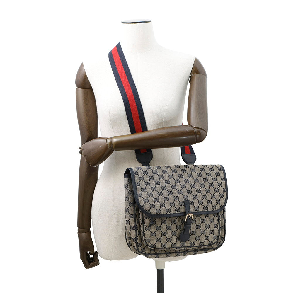 GUCCI ?GG Canvas Children's Messenger Bag Navy/Beige793823 Canvas Leather