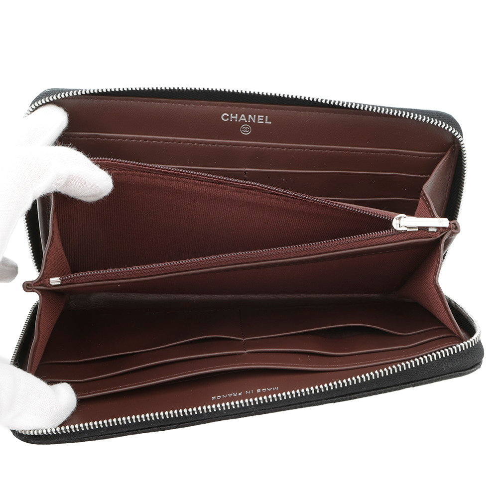 CHANEL Matelasse Zip Around Chozai Cloth BlackAP0242 Caviar Leather