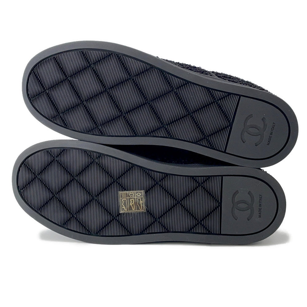 CHANEL Back Logo Low-Cut Sneakers BlackG45712 pile Size 37C