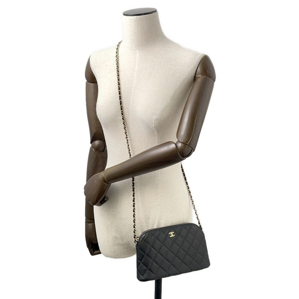 CHANEL Matelasse ChainShoulder Bag BlackAP4016 Caviar Leather Size 20