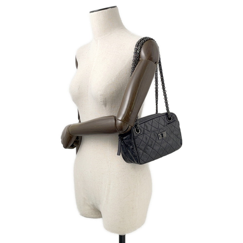 CHANEL 2.55 ChainShoulder Bag Black Leather