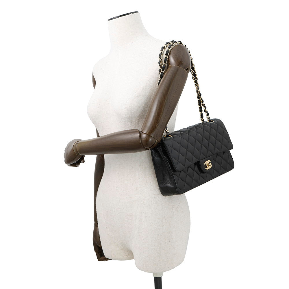 CHANEL Matelasse W flap ChainShoulder BlackA01112 Lambskin Size 25