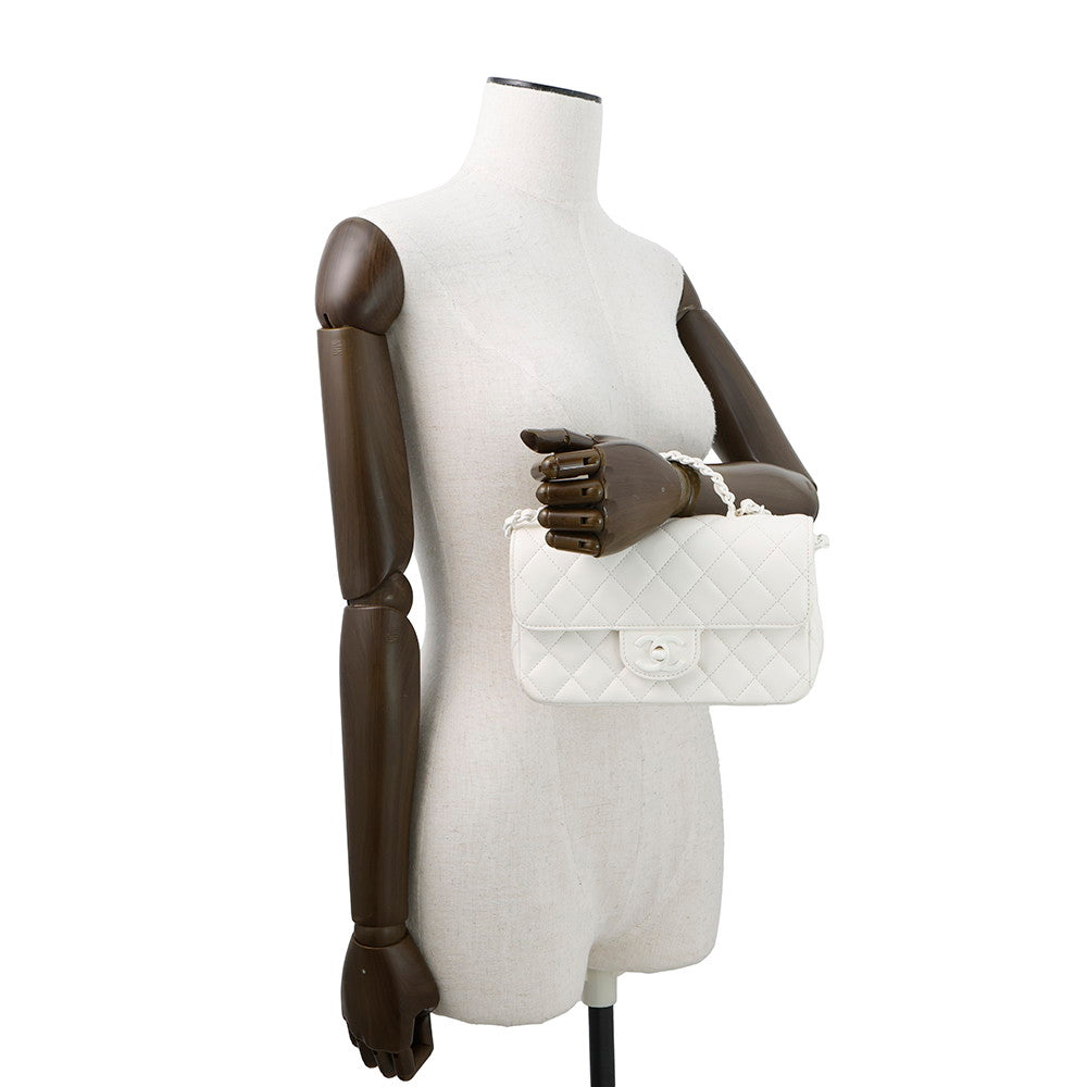 CHANEL Matelasse Top Handle Bag WhiteAS5243 Lambskin Size 20