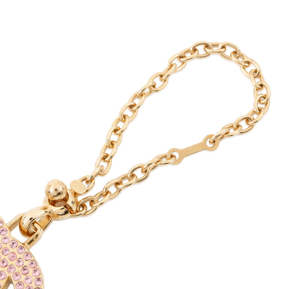 CHANEL CC Logo Key Ring Gold/Pink Gold Plated Rhinestone