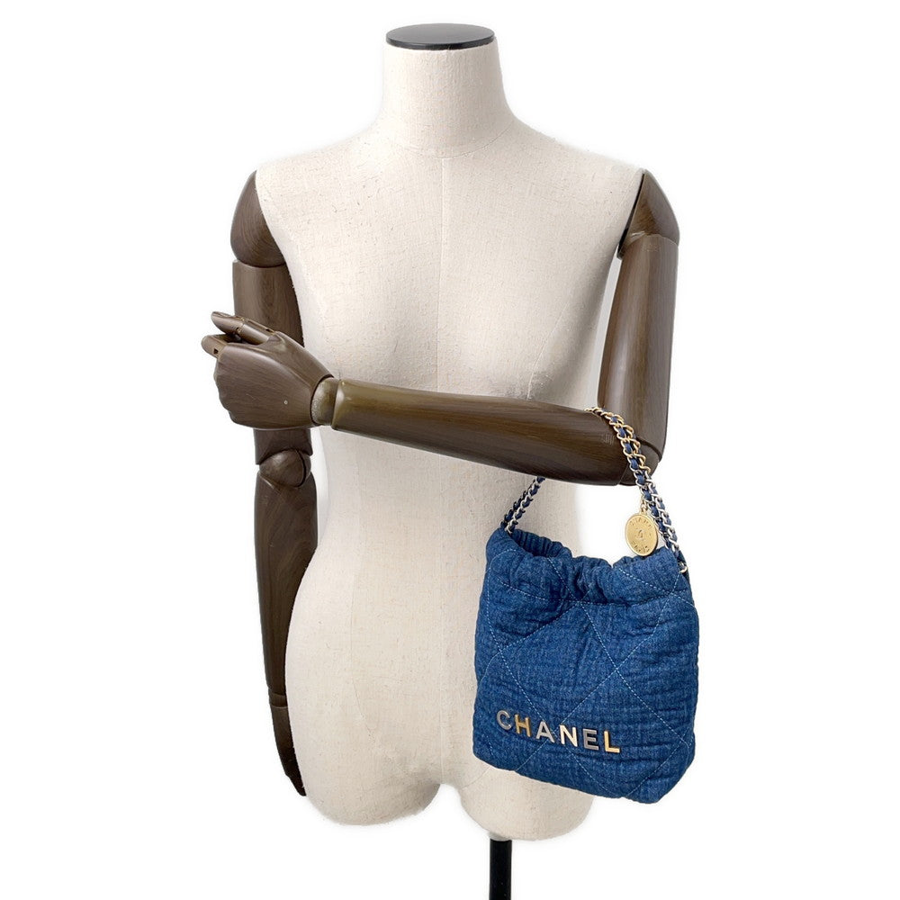 CHANEL CHANEL22 Handbag BlueAS3980 Denim Size Mini