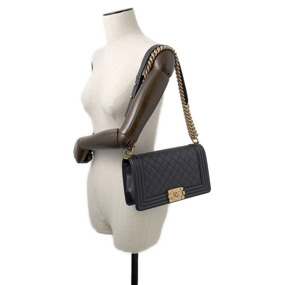 CHANEL Boy Chanel ChainShoulder Bag Dark GrayA67086 Lambskin