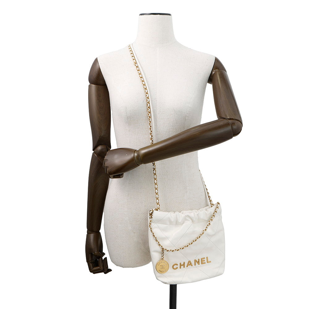 CHANEL CHANEL22 Mini Shoulder Bag WhiteAS3980 Shiny Calf Leather