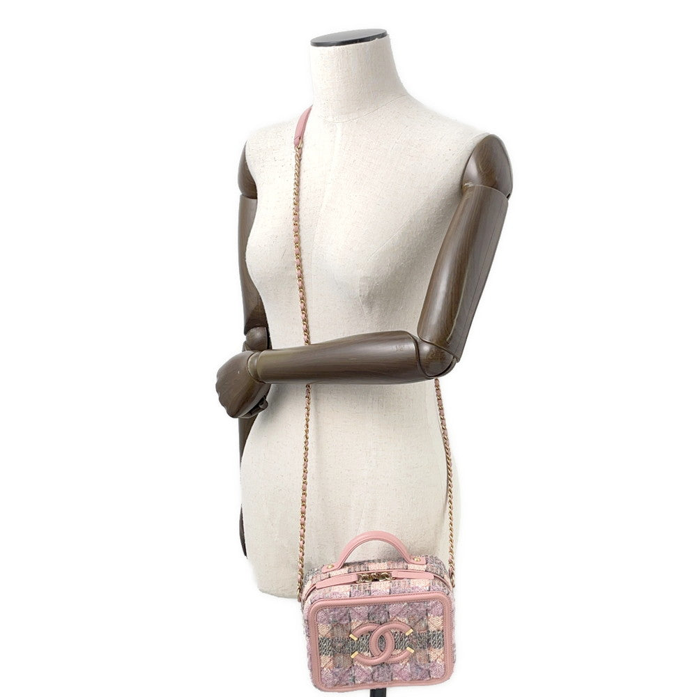 CHANEL CCFiligree vanity bag Pink/MulticolorA93342 Tweed Leather Size Small