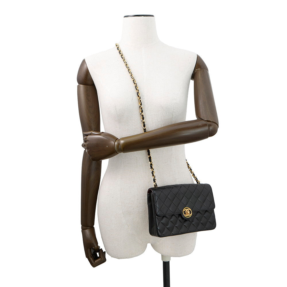 CHANEL Mini Matelasse Single Flap Black Lambskin
