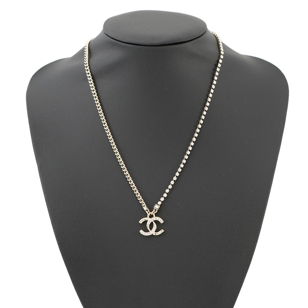 CHANEL CC Logo Rhinestone NecklaceABD044 Metal Rhinestone