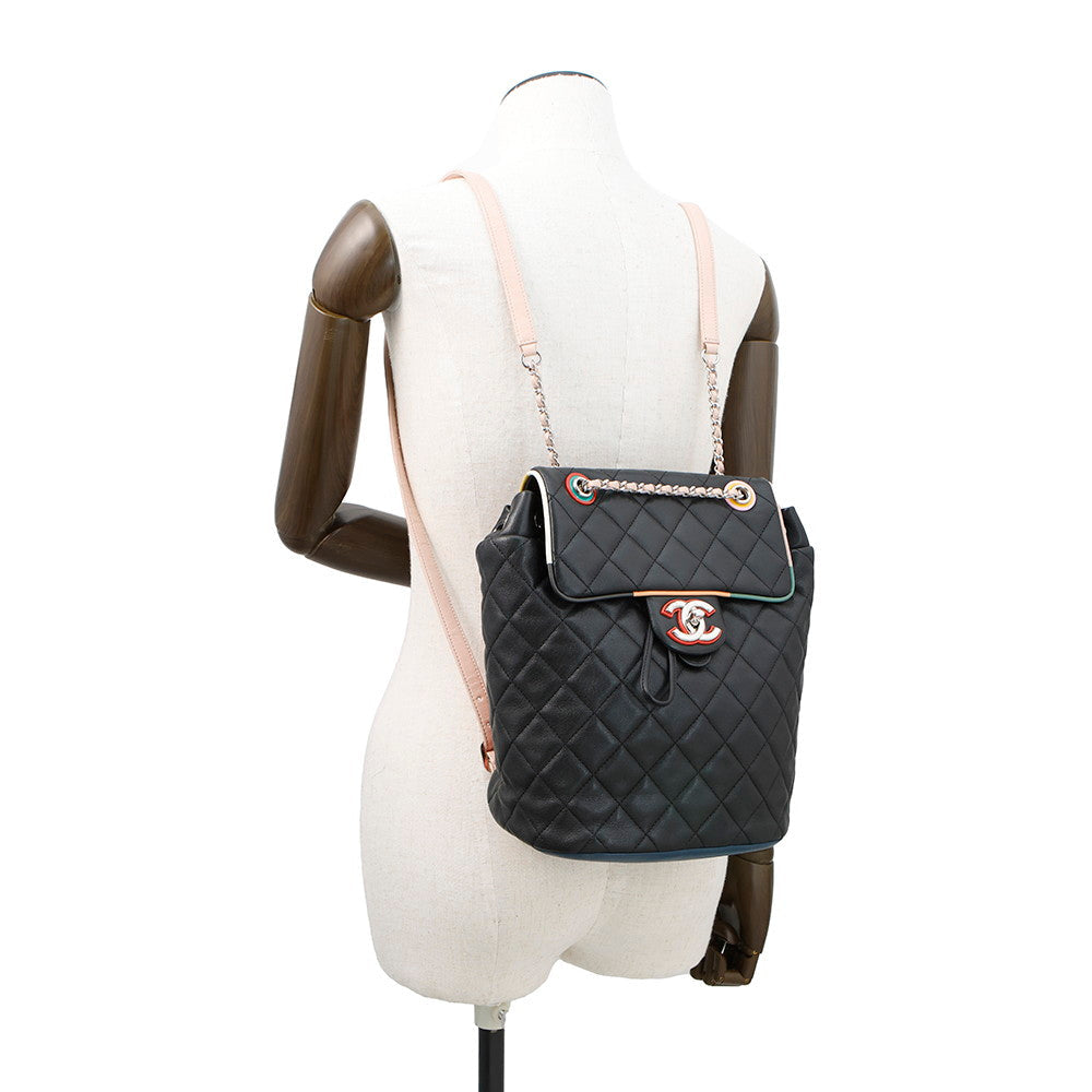 CHANEL Matelasse Chain Backpack Black/Multicolor Lambskin