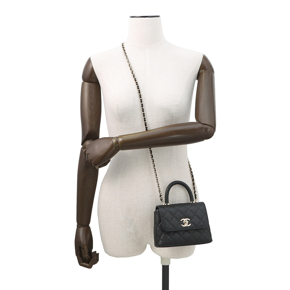 CHANEL Coco Handle 2wayChainShoulder BlackAP4244 Caviar Leather Size Minimini(16)