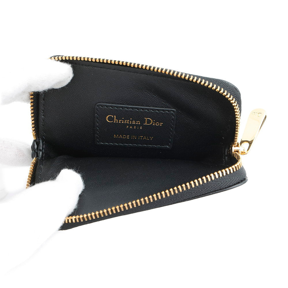 Dior Caro Lavender Cannage Wallet BlackS5177UWHC_M900 Calf Leather