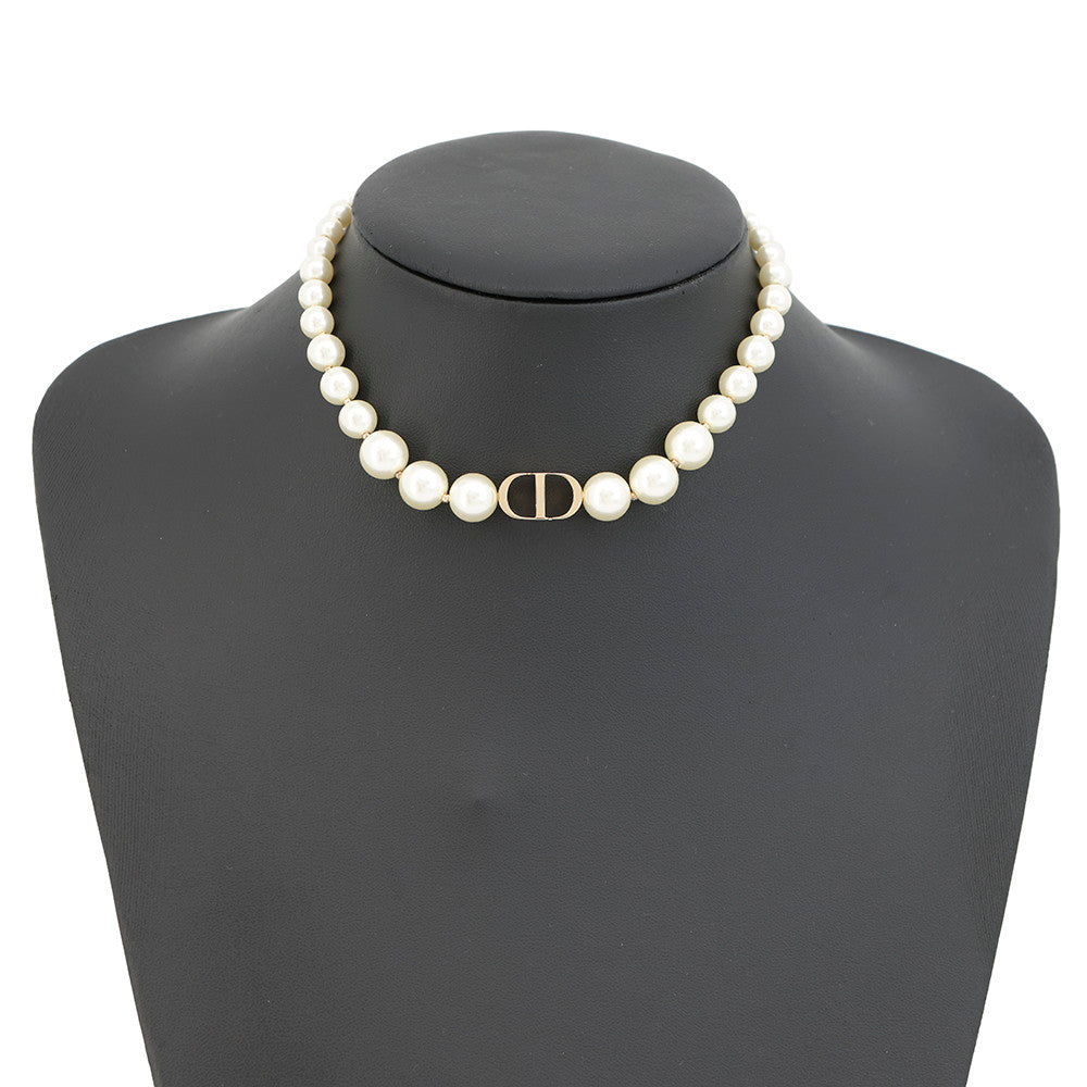 Dior 30Montaigne Short Necklace ChokerN1116MTGRS_D301 Gold Plated Faux Pearl