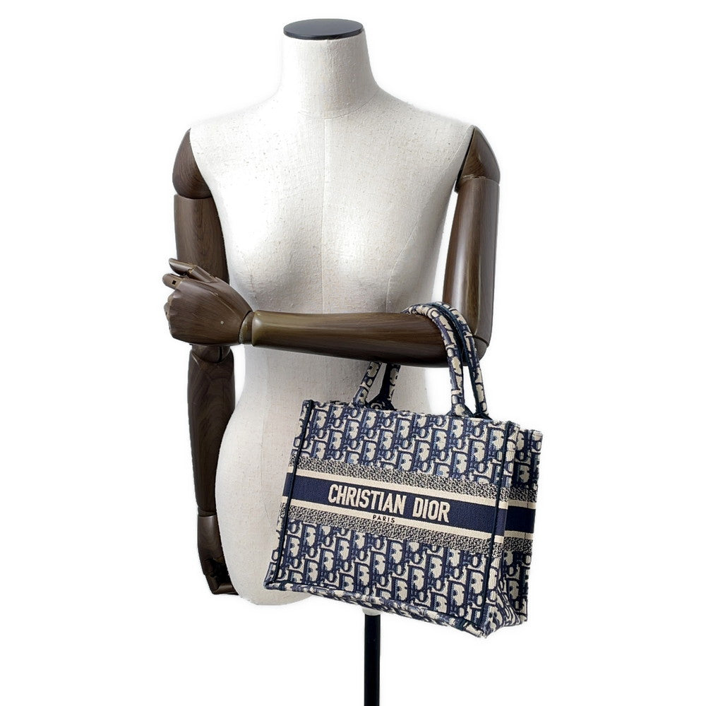 Dior Oblique Embroidery Book Tote Navy/BeigeM1265ZRIW Canvas Size Small