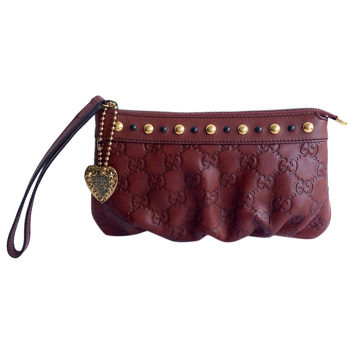 Gucci hysteria burgundy leather clutch bag