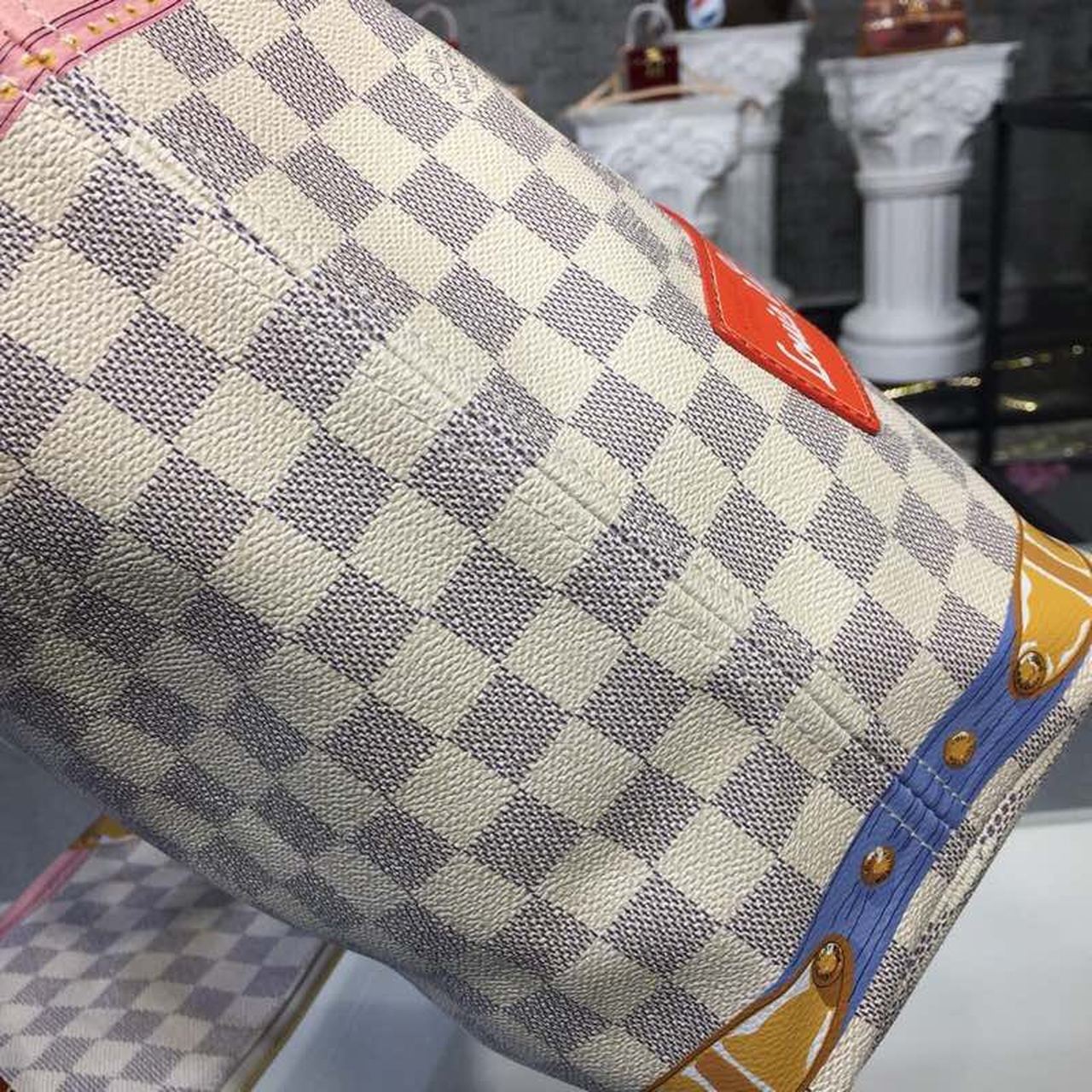 Top Quality Neverfull MM Tote Bag Trompe L’oeil Print Damier Azur Canvas For Women, Shoulder Bags 12.6in/32cm Top Quality N41065