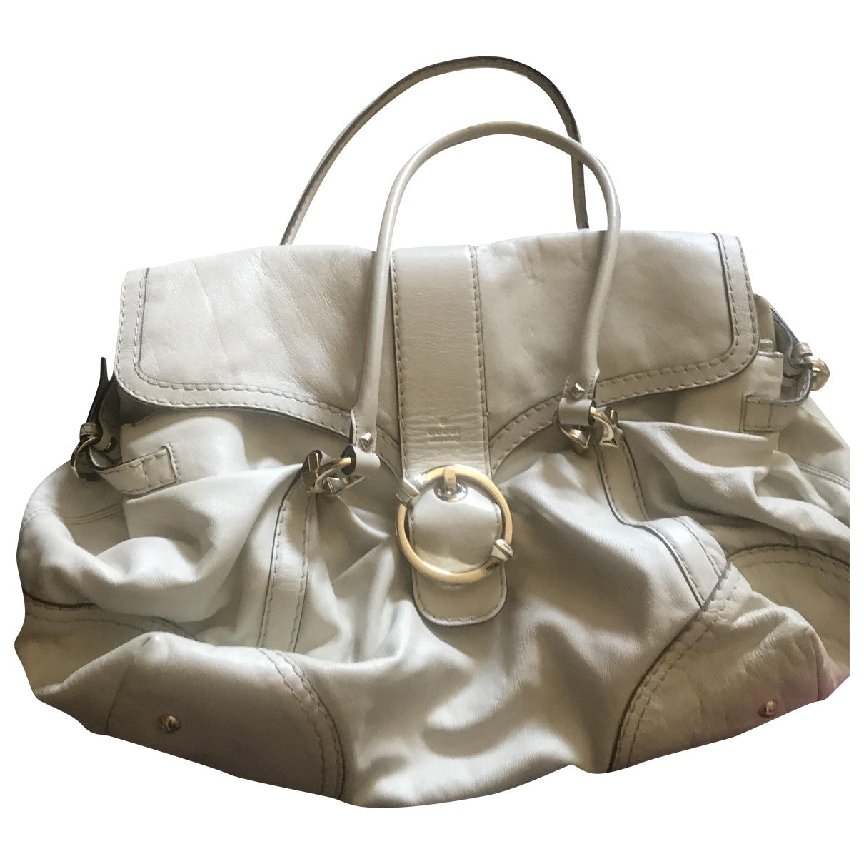 Gucci white leather handbag