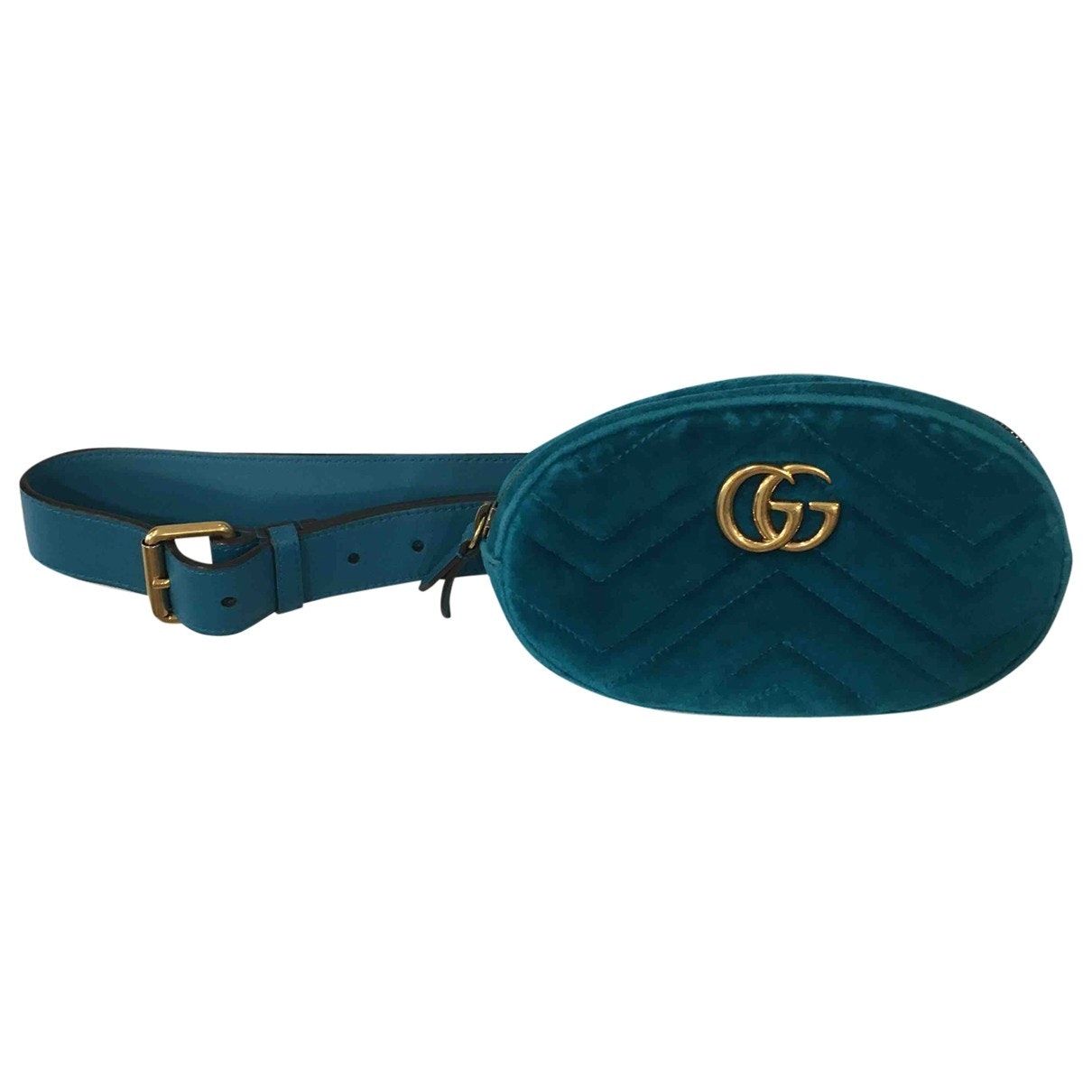 Gucci marmont blue velvet clutch bag